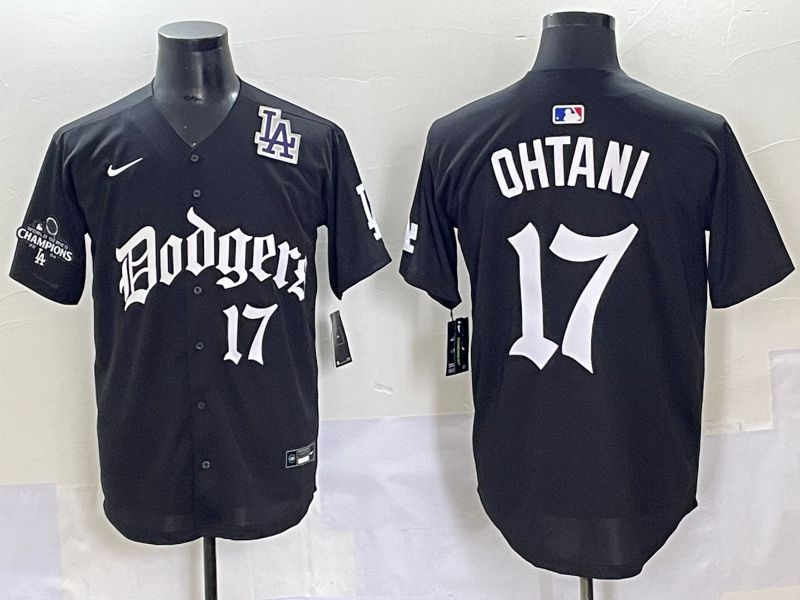 Men 2025 Los Angeles Dodgers #17 Ohtani Black Seventh generation Joint Name Nike MLB Jersey style 11